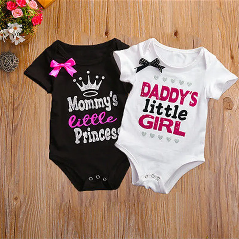 Милое хлопковое боди с дизайном «Принцесса» для новорожденных девочек, черного и белого цвета