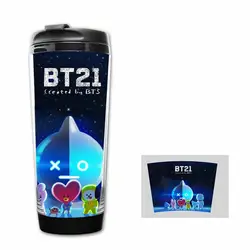 Bangtan обувь для мальчиков bt21 мультфильм бутылка двойной слои изображения Милые кофе кружка чай чашки BTS