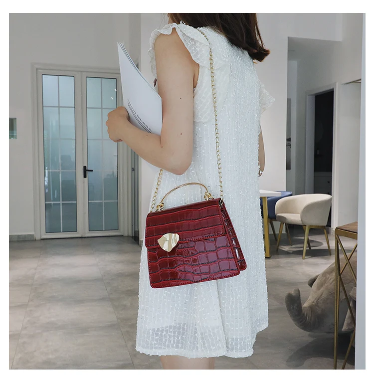 Elegant Female Stone Pattern Tote bag New High Quality PU Leather Women's Designer Handbag Chain Shoulder Messenger Bag