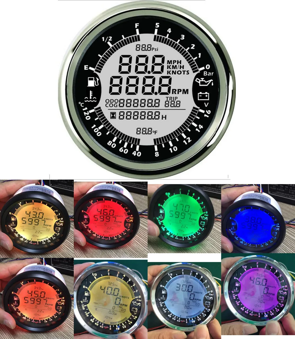 GPS Speedometer 6 in 1 Multi functional 85mm Car Gauge Meter Tachometer