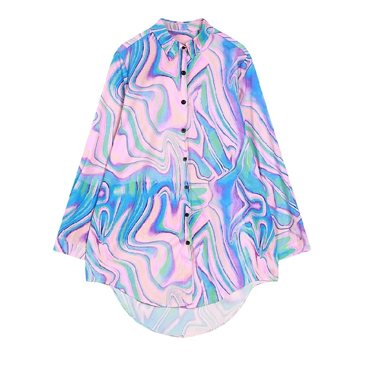 Rainbow Long Sleeve Vintage Paisley Abstrat Paint Cool