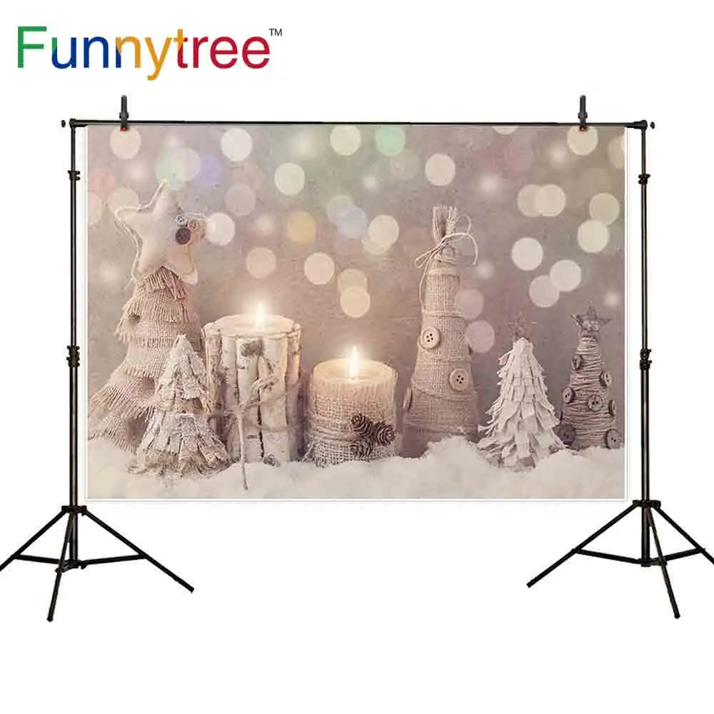 

Funnytree photophone photo background bokeh sopts Handmade christmas tree candle bright baby shower party photography backdrops