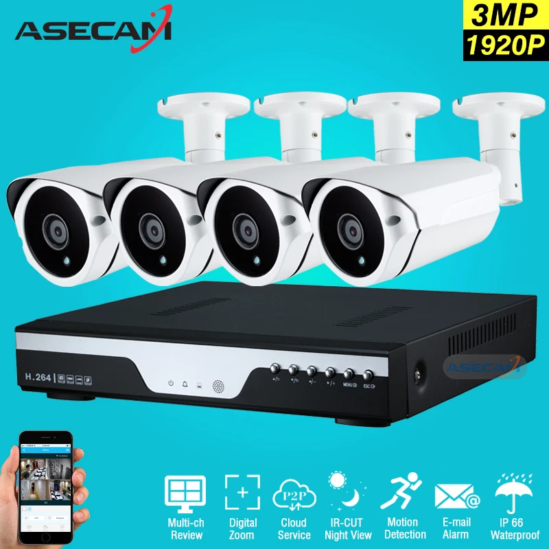 bilder für Neue Super Full HD 4CH 3MP Outdoor Videoüberwachung System Kit 4 Kanal Array Cctv-kamera System 1920 P Überwachungskamera System bilder für Neue Super Full HD 4CH 3MP Outdoor Videoüberwachung System Kit 4 Kanal Array Cctv-kamera System 1920 P Überwachungskamera System