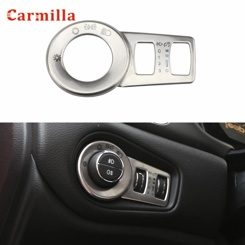 Head Lights Lamp Switch Button Frame Cover Trim Fit for Jeep Renegade Stainless Steel