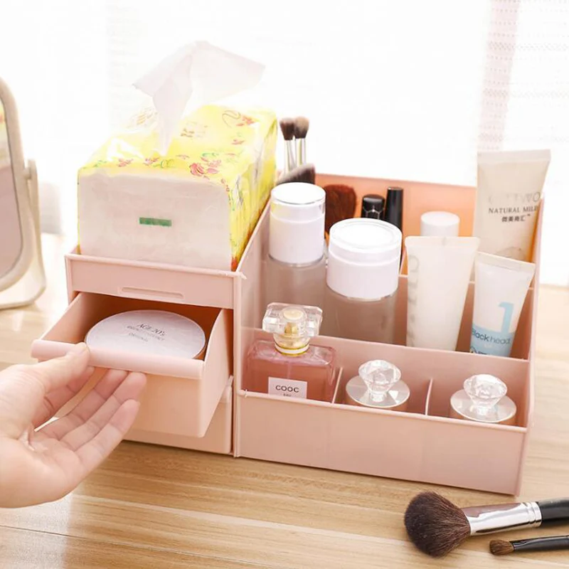 

BASUPPLY 1PC Drawer Cosmetic Storage Box Plastic Makeup Dressing Table Skin Care Rack Desktop Organizer Jewelry Container