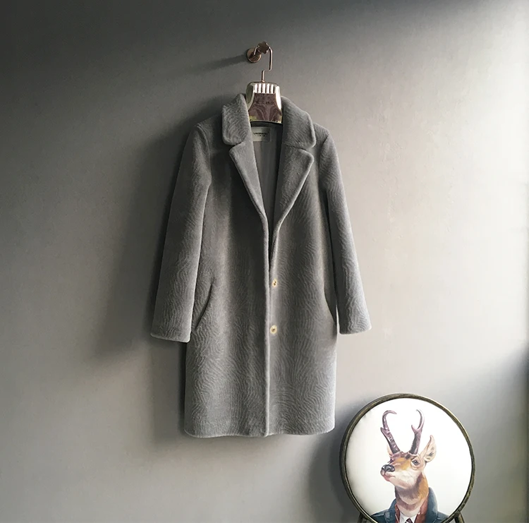 Best Natural wool coats women warm jackets female turn down collar pockets single breasted wool overcoat 2018 autumn winter MOVAU0023 9