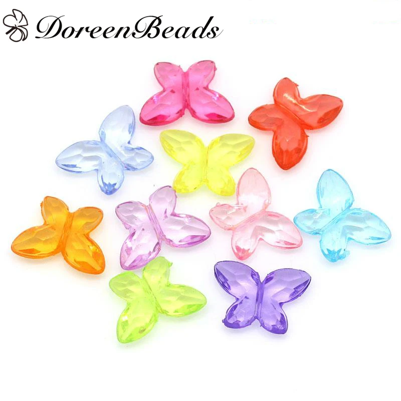 

DoreenBeads Acrylic Spacer Beads Butterfly Mixed Faceted 11mm x 15mm( 3/8"x 5/8"),Hole:Approx 1mm,200PCs (B28215)