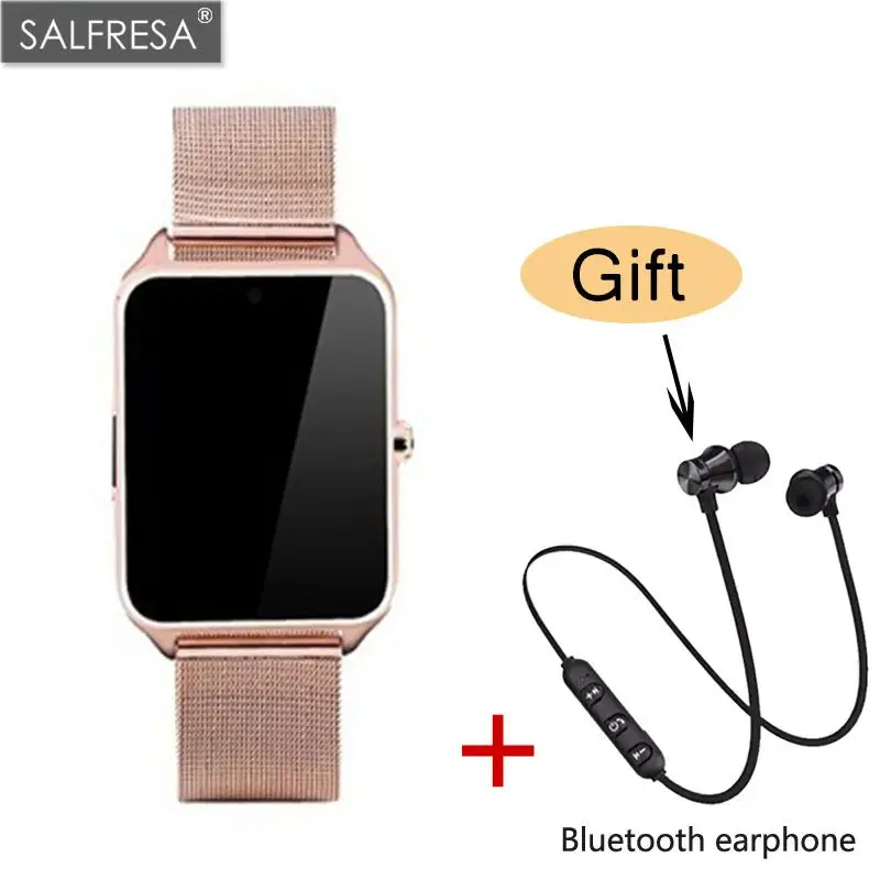 SALFRESA Смарт-часы Z60 для мужчин и женщин металлические Bluetooth наручные Поддержка SIM/TF