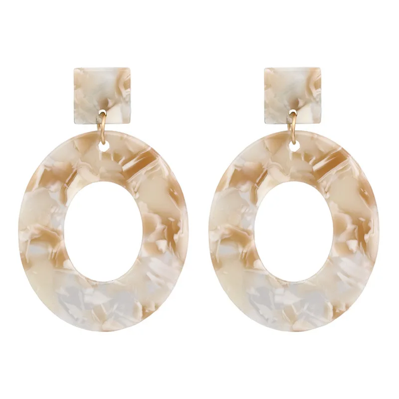 

New Arrival Fashion Jewelry Acrylic Resin Oval Dangle Earrings For Women Geometry Big Circle Earrings Brincos summer jewelry