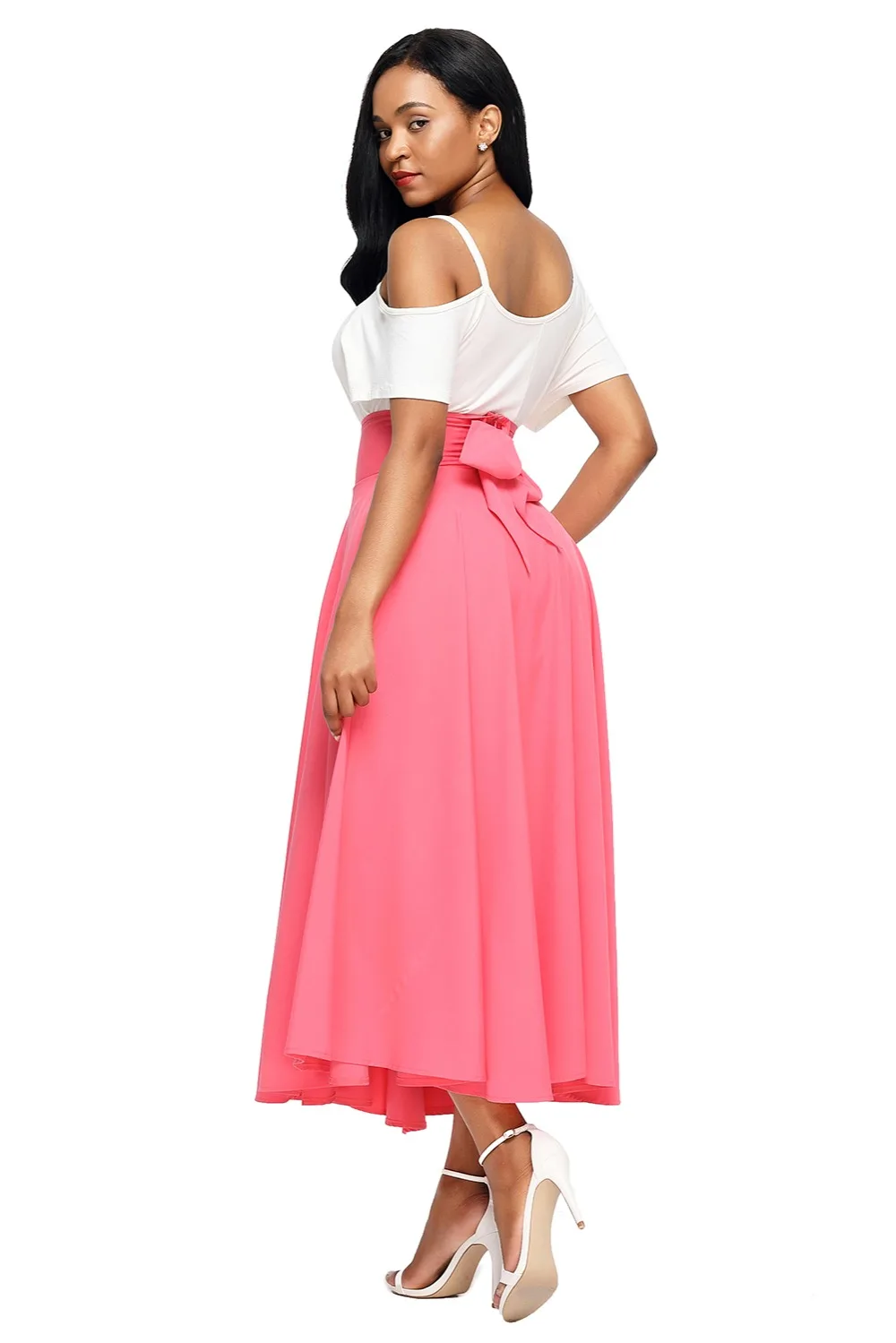 Pink-Retro-High-Waist-Pleated-Belted-Maxi-Skirt-LC65053-10-2