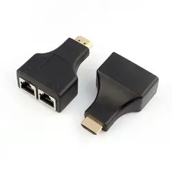 Недавно 1 пара HDMI в двойной порт RJ45 сетевой адаптер мужчин и женщин удлинитель кабеля DC128