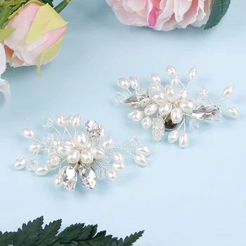 

1 Pair Rhinestone Pearl Shoe Clips Charm Flower Decorative Shoe Clips Fashion Wedding Shoes Accessories Decoration