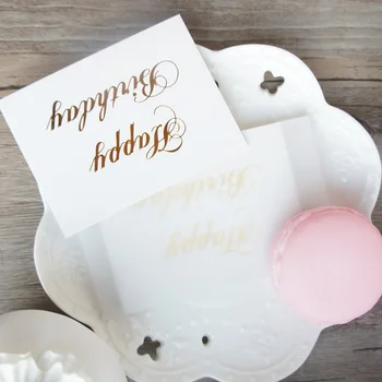 

multi-use 25 pcs Mini Happy Birthday Card gold with transparent white envelope party invitation DIY gift party card