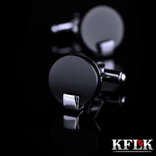 Kflk camisa de abotoadura masculina, botões pretos de marca e de alta qualidade, redondo, para convidados de casamento