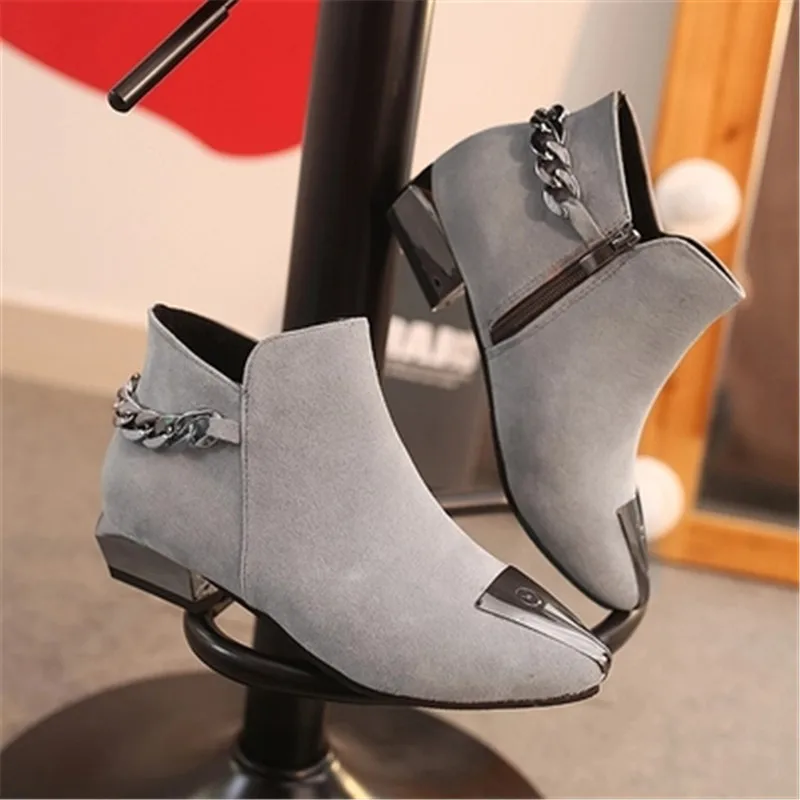 Модные замшевые кожаные женские ботильоны feiyitu зимние ботинки с острым носком на