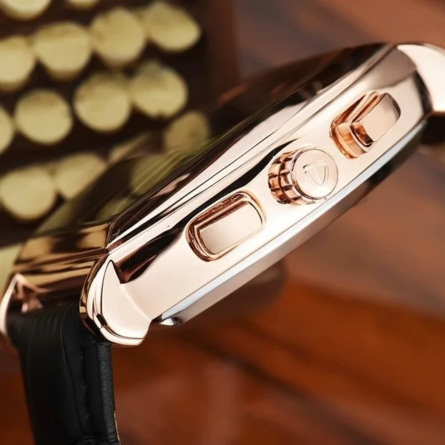 Tevise توربيون الساعات الرجال التسجيل التقويم الذاتي الرياح التلقائي الساعات الميكانيكية جلد الرجال ووتش أزياء للماء الذكور ساعة