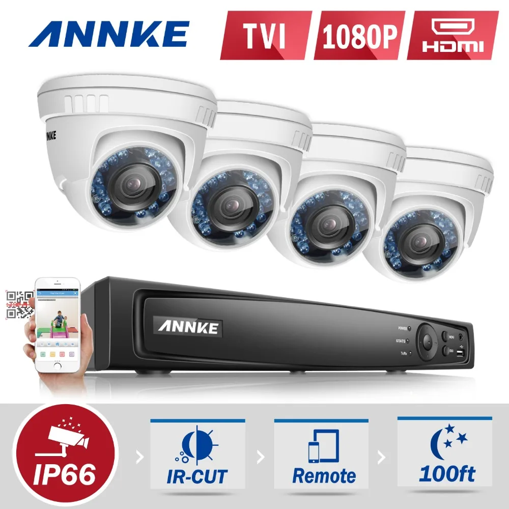 ANNKE 8CH 1080P HD TVI Video Surveillance CCTV System 4PCS 2.0MP CCTV Security Cameras NO HDD