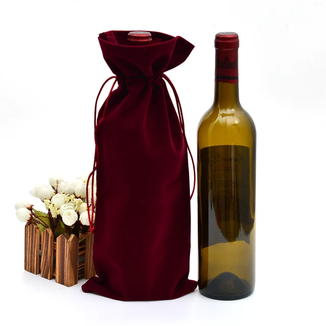 200pc 15x37cm Velvet Wine Bottle Covers Flannel Wine Bottle Cloth