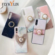 Блеск Мрамор чехол для samsung Galaxy S10 плюс S10e S9 Note 8 9 A9 A7 крышка на силиконовый накладка из мягкого с кольцом-подставкой