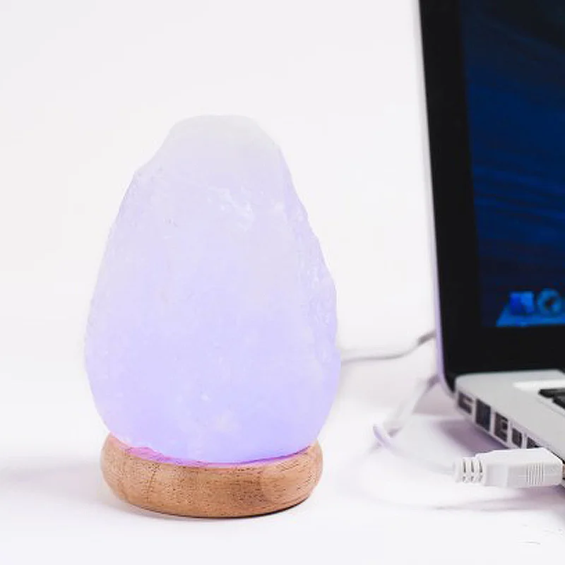 

Himalayan Natural Crystal Salt Lamp USB Plug Computer Creative Light Switch Bedroom Bedside Mini Lamp Salt Crystal Rock