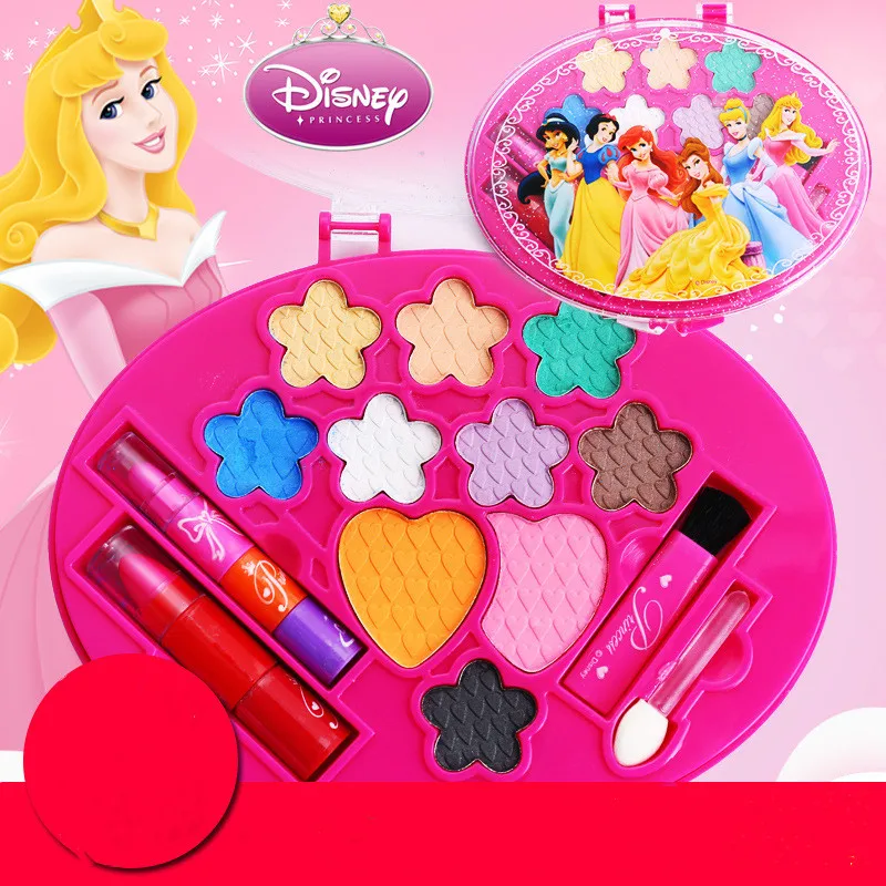 

Disney princess children cosmetic set Makeup brush eye girl shadow Lipstick non-toxic gift show makeup box dressing table toy