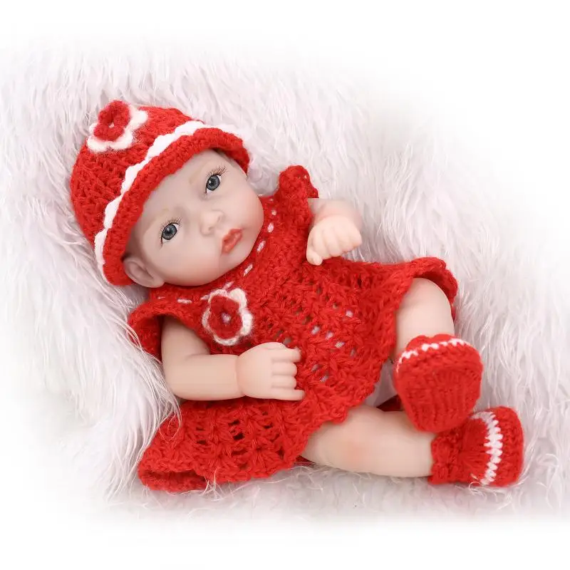 

25cm Full silicone reborn baby dolls toy for kids lifelike mini newborn girls bibies birthday gift bedtime bath shower toy