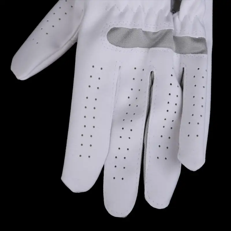 Дышащая обувь для игры в гольф перчатка для левой руки очень тонкой ткани мягкие белые Размеры#22-26# анти-скольжение гранулы для гольфа из дышащего материала