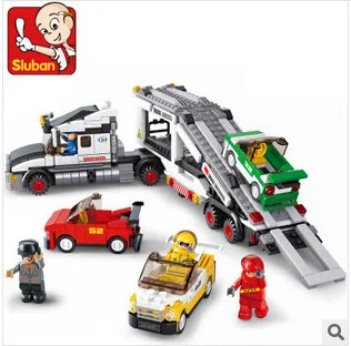 

Sluban model building kits compatible with lego city truck 446 3D blocks Educational model & building toys hobbies for children
