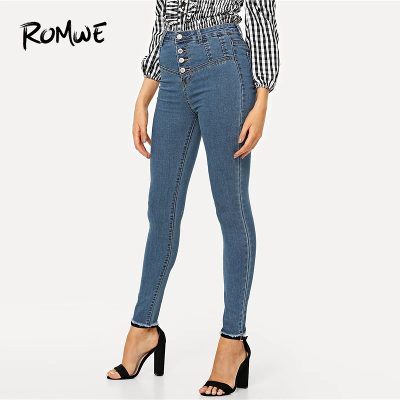 women's button fly skinny jeans