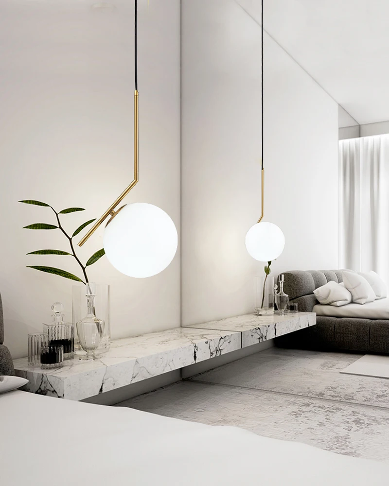 Horsten Nordic Style Pendant Light Glass Ball Lampshade Modern LED Pendant Lamp For Dining Room Bedroom Hanging Light Fixtures (3)