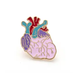 Эмалированная булавка "Сердце" Анатомия Броши красные булавки подарок для новорожденных мужчин/женщин рюкзаки куртки шляпа аксессуары