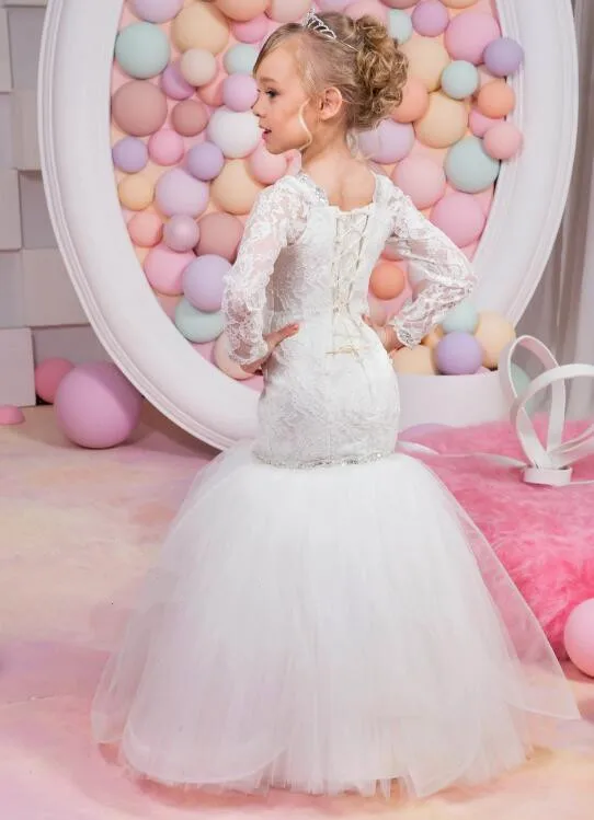 White-ivory-Lace-Mermaid-Long-Sleeve-Elegant-Flower-Girl-Dress-for-Wedding-Party-Girls-Pageant-Gown