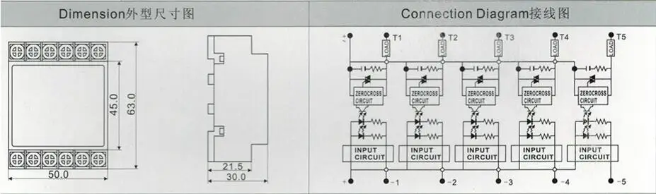 5 каналов 10DA din-рейку монтаж SSR пятиканальный пять вход 3~ 32VDC выход 24~ 380VAC DC твердотельные реле