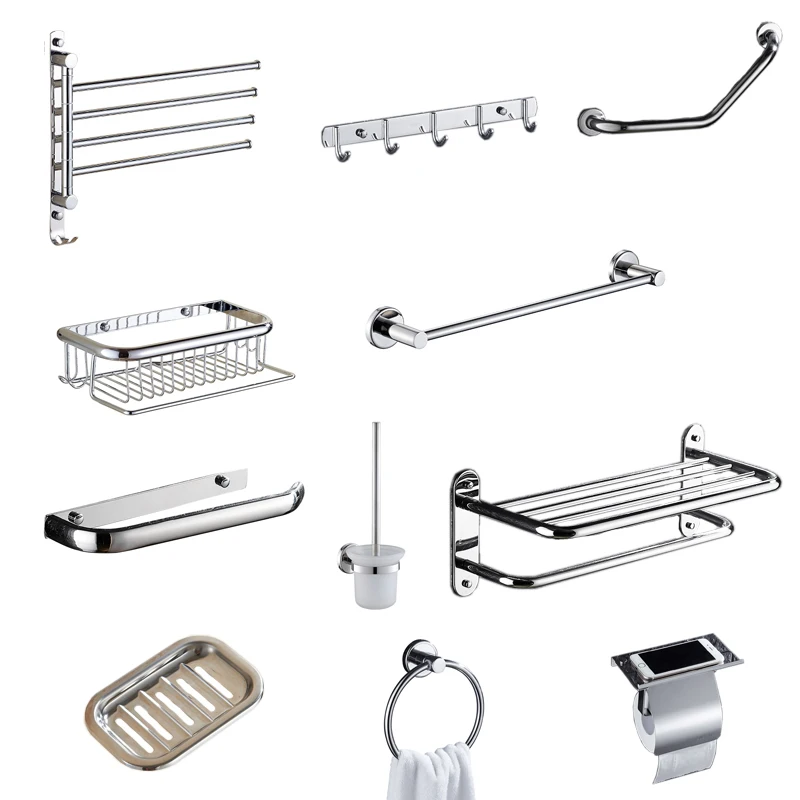 

Bathroom Accessories Set stainless steel shelf Towel Bar Toilet brush holder Hairdryer Rack roll Tissue Holder Soap Dish