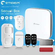 Shipping Free DIY smart home alarm Etiger GSM Alarm Wi-Fi Safety Alarm System with Wi-Fi Power Switch socket