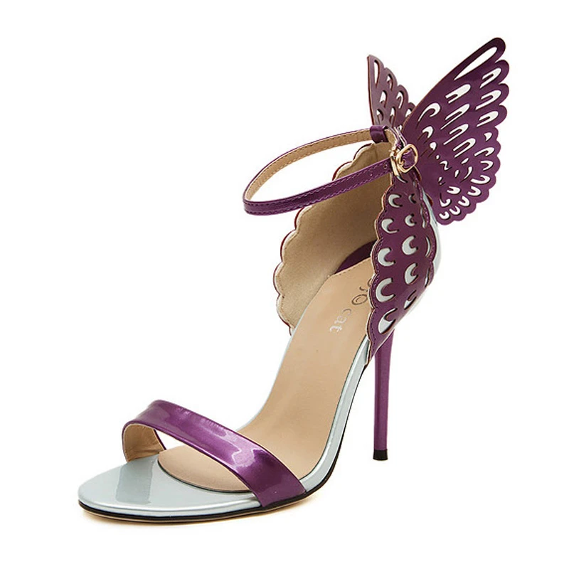 FEMME PAPILLON AILES stiletto high heels Bowtie Toe Cheville Sangle Sandales Chaussures