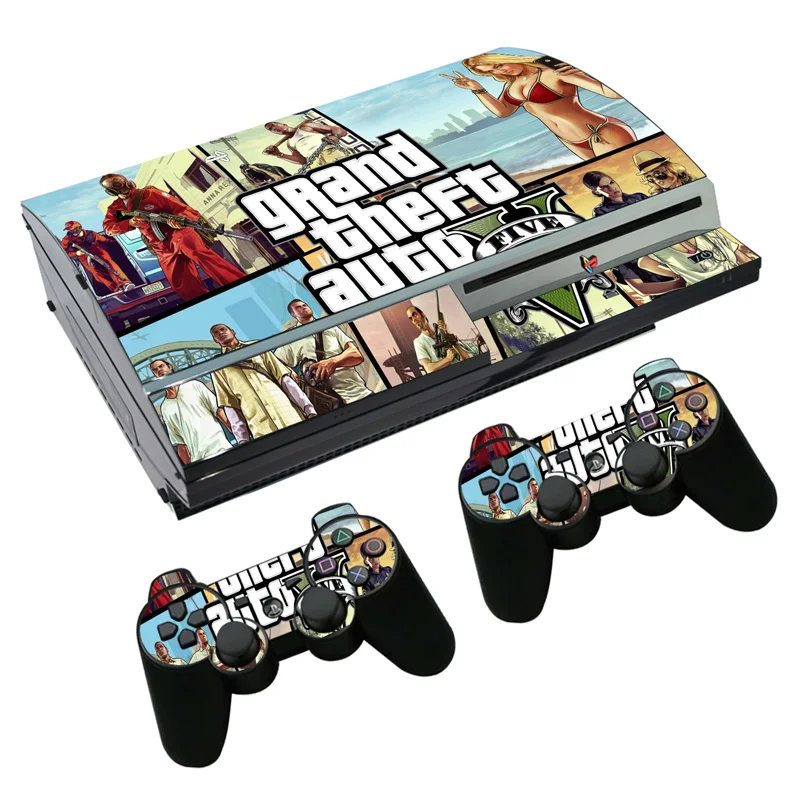 Grand Theft Auto V GTA 5 наклейка на кожу для PS3 Fat playstation 3 консоль и контроллеры для PS3 Skins Наклейка виниловая пленка