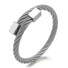 Twist Wire Line Bracelets &Bangles Stretch Titanium Stainless Steel Bangle Steel Rectangle Cable Bracelet Pulseira feminina new arrival spring wire line colorful titanium steel bracelet stretch stainless steel cable bangles for women