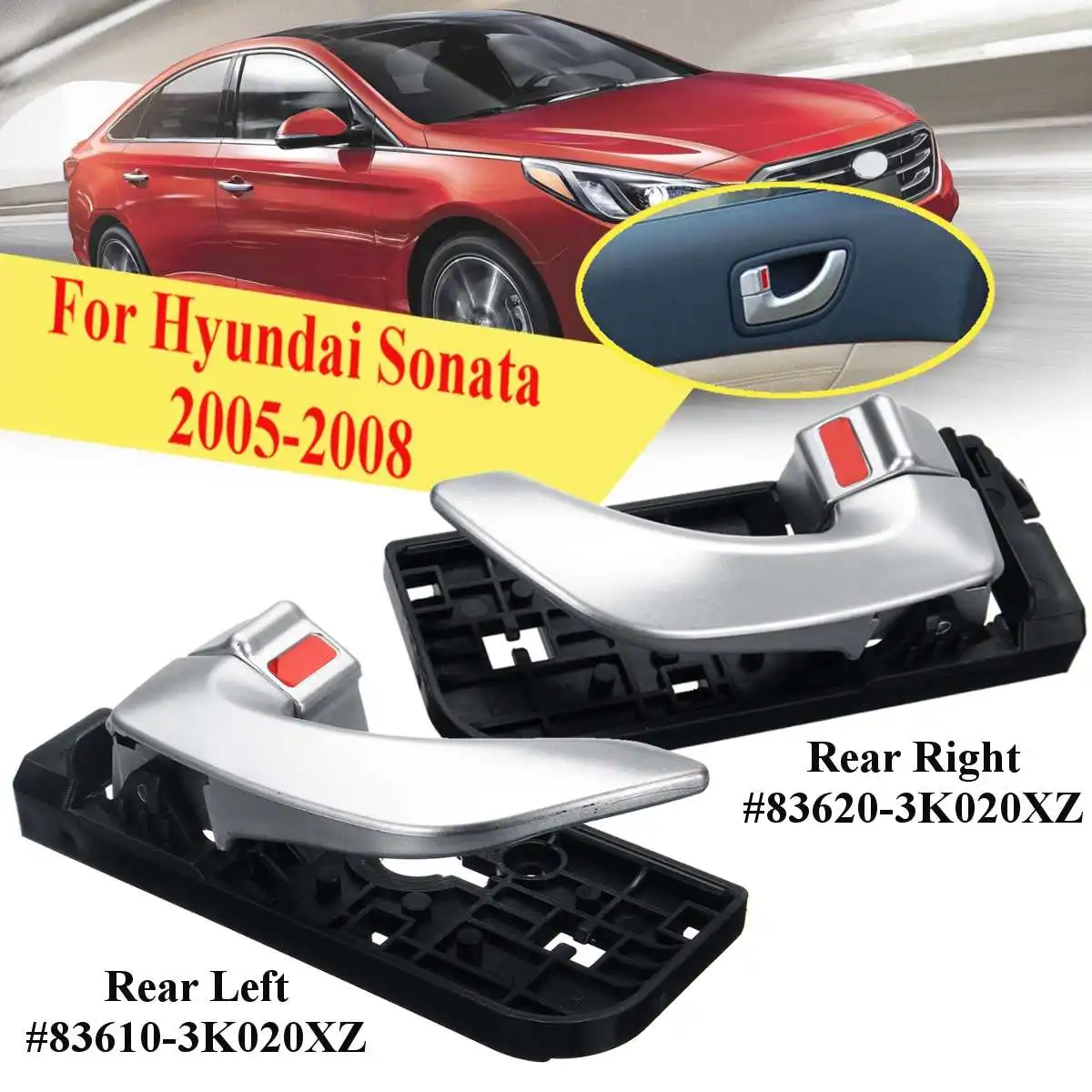 4 шт./компл. интерьер дверная ручка для hyundai Sonata 2005 2006 2007 2008 836203K020XZ, 836103K020XZ, 826203K020XZ, 826103K020 - Цвет: Rear