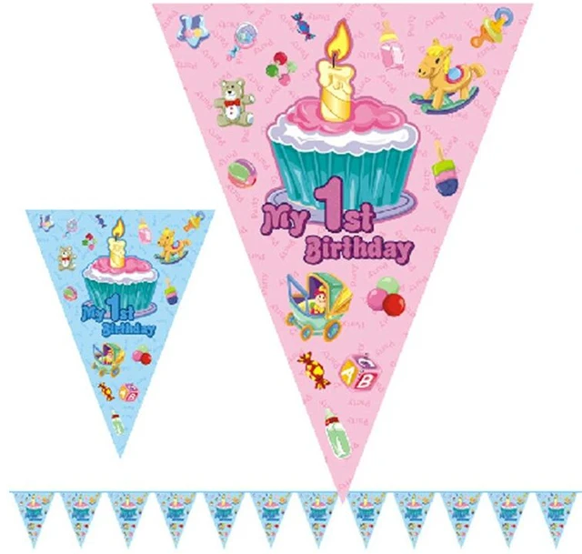 Mi primera Fiesta de Cumpleaños De Papel Gallardetes Banderas 2.5 M de