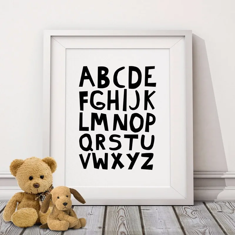 Abc Alphabets Canvas Painting Nursery Posters Prints Black And Abc Alphabets Canvas Painting Nursery