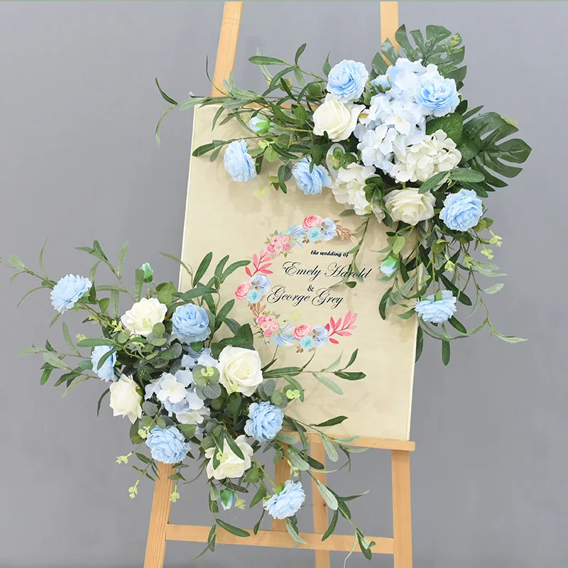 

DIY wedding props wedding welcome card flowers hotel water sign creative sign floral decoration road lead flores artificial wall