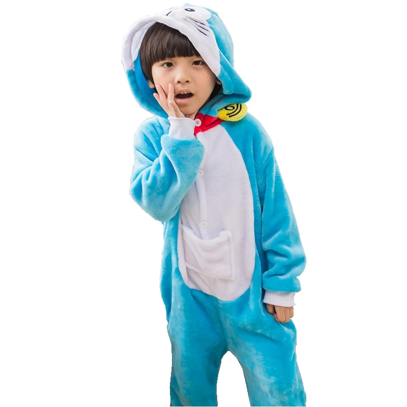 Пижама для девочек новые детские унисекс pijamas Doraemon малыш мультфильм животных Косплэй Пижама Onesie пижамы Толстовка - Цвет: Небесно-голубой