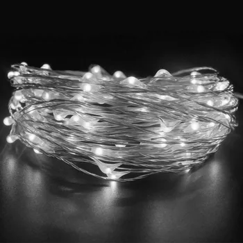 

10M 100Led 33Ft Battery powered LED moon String Fairy light vane lamp Remote Controlled thin wire Xmas Wedding Vase decor-WHITE