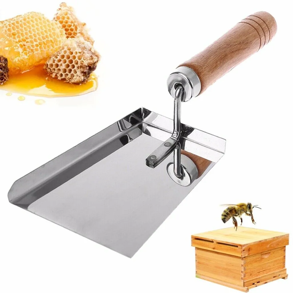 

high quality Stainless Steel Wood Handle Cleaning Beehive Shovel Beekeeping Clean Tool Scoop practical keep bees tools #WD