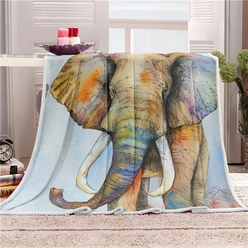 

Fanaijia Double layer thick India 3d Elephant blanket flag pattern sherpa plush throw blanket for beds soft siesta