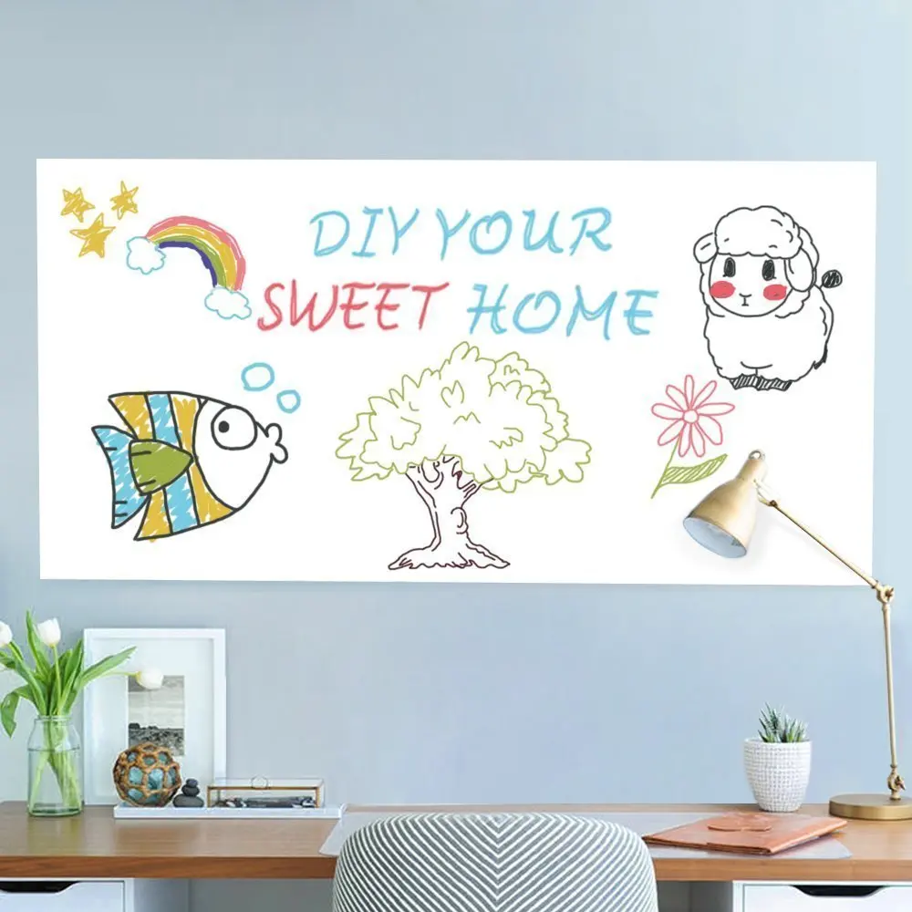 

152cmx300cm Dry Erase Whiteboard Sheet Self-Adhesive Wall Sticker Contact Film School Home 60''x118''