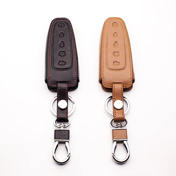

For Ford leather key cover Key fob shell protect the skin edge ford Explorer Taurus Escape Mustang Flex 5 button Car wallet