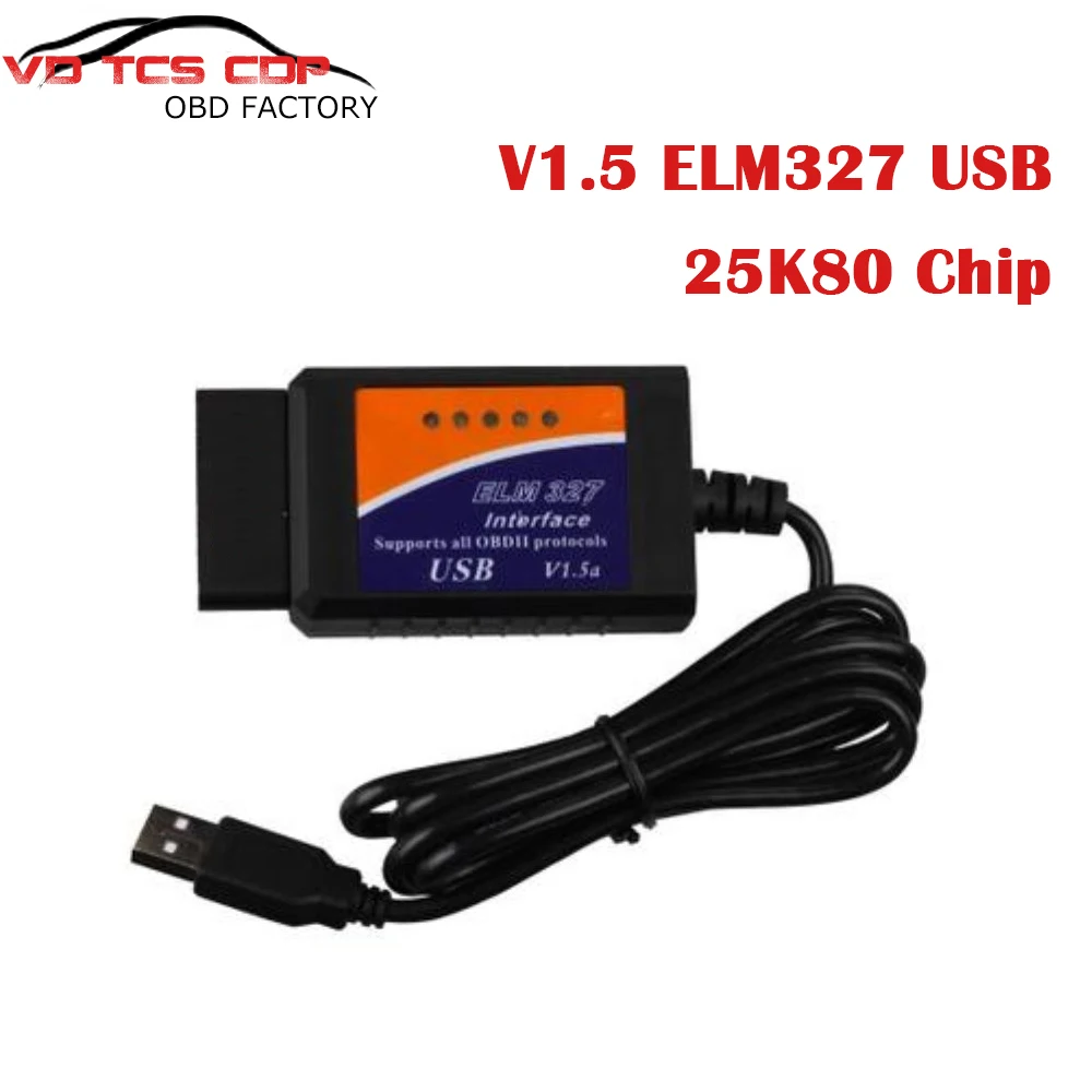 

V1.5 OBD2 ELM327 USB With 25K80 Chip Diagnostic-Tool Support All OBD 2 Protocols Super Mini Car-Detector USB EML 327 OBD2