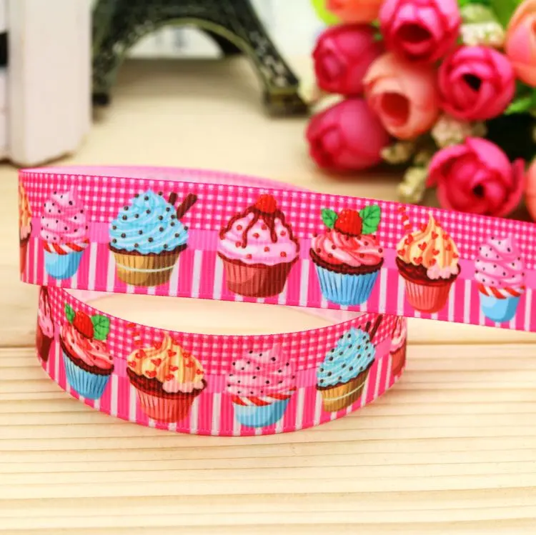 7/8inch Free Shipping Cupcake Printed Grosgrain Ribbon Hairbow Headwear Party Decoration Diy Wholesale OEM 22mm P5419 | Дом и сад